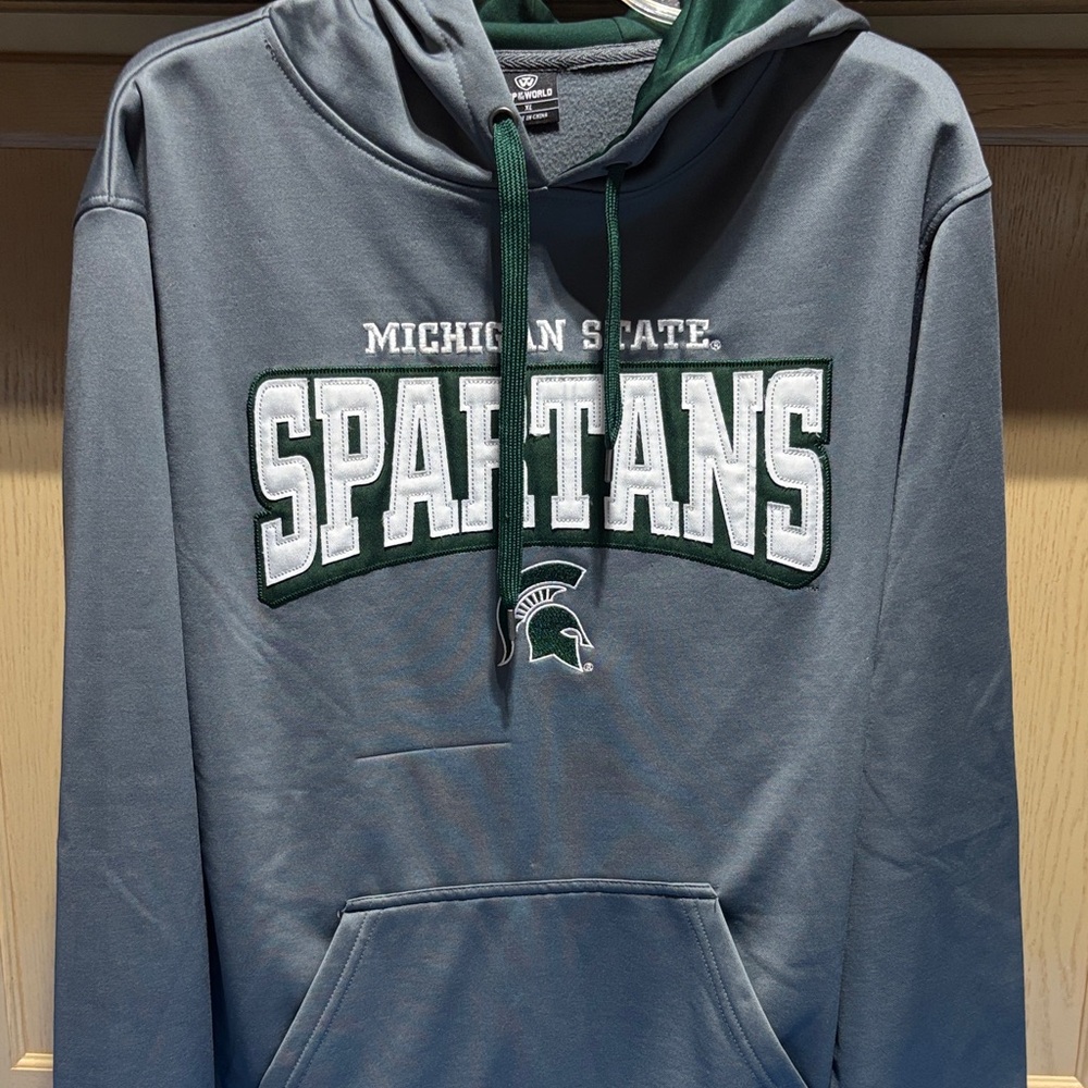 Top of the World Gray and Green Hooded Sweatshirt